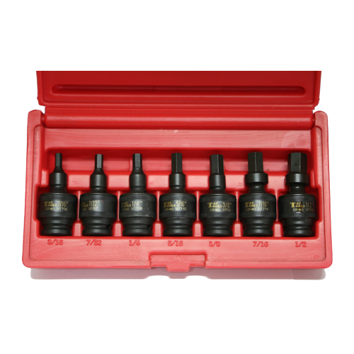 7Pc. 3/8"Dr. Universal In-Hex Impact Sockets Set 3/16" - 1/2" T&E Tools 97388