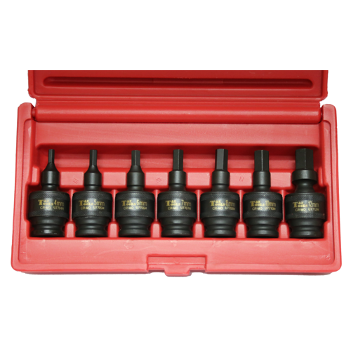 7Pc. 3/8"Dr. Metric Universal In-Hex Impact Socket Set 4 - 12mm T&E Tools 97389