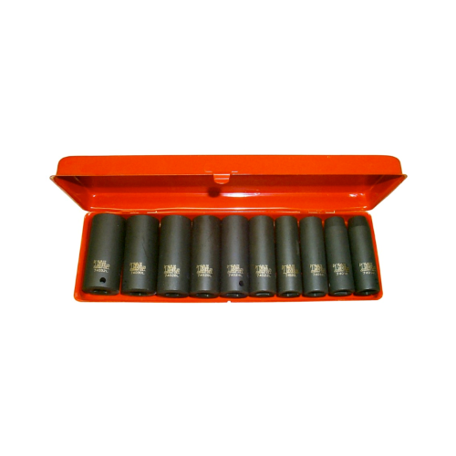 10 Piece 1/2" Drive SAE Deep Impact Sockets T&E Tools 97410L