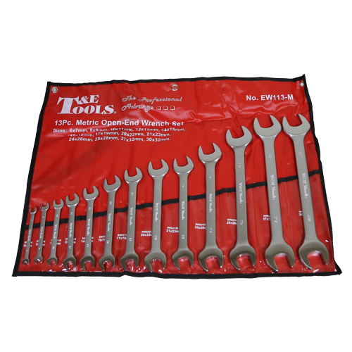 13 Piece Metric Open-End Wrench Set T&E Tools EW113-M