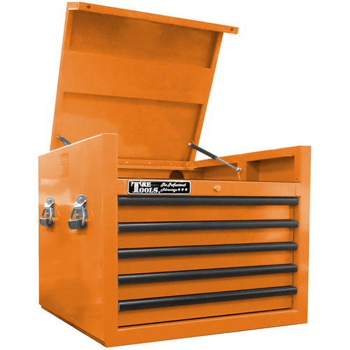 Top Tool Chest 27" Godfather Series 5 Drawer Tool Box Orange T&E Tools TE-GF2705OR