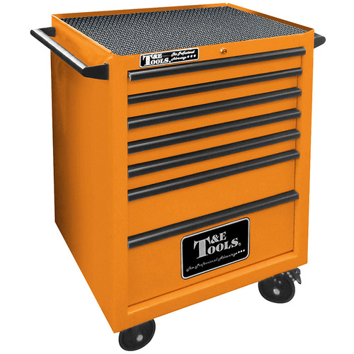 Roller Tool Cabinet 27" Godfather 7 Drawer Tool Box Orange T&E Tools TE-GF2707OR