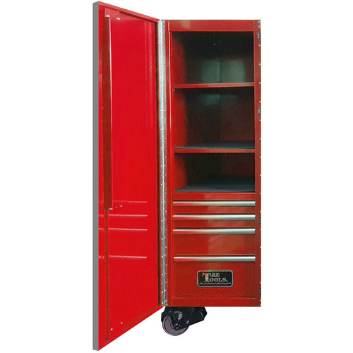 Side Tool Cabinet 76" Godfather 4 Drawer Left Hand Side Toolbox Red T&E Tools TE-GF76L4RD