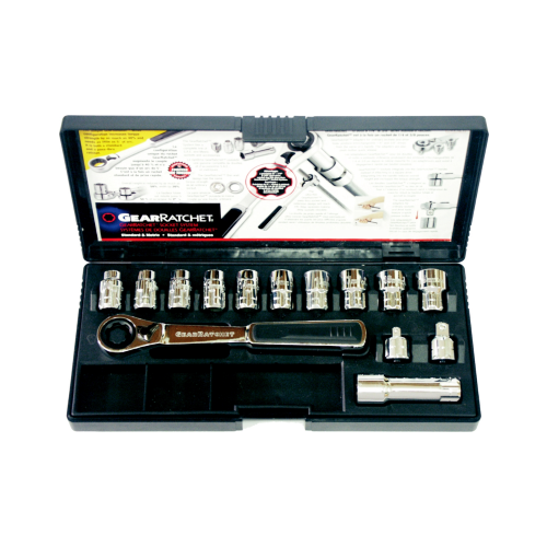 M20 Hollow Drive Metric Gear Ratchet Socket 14 Piece Set T&E Tools GR20100
