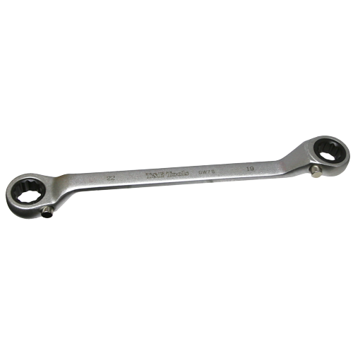 Offset Ratchet Ring Wrench 19 x 22mm Heavy-Duty T&E Tools GW-5M Spanner