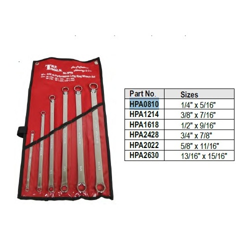 1/4" x 5/16" Hi-Performance Long Ring Wrench T&E Tools HPA0810