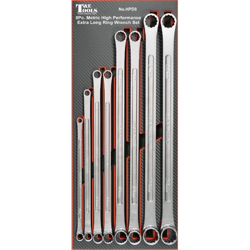 Long Ring Wrench Spanner Set 8mm to 24mm T&E Tools HPD8
