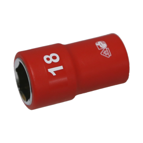 18mm x 1/2"Dr. 6Pt VDE Insulated Socket T&E Tools IS26182