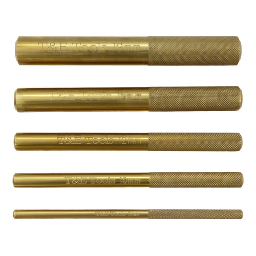 5 Piece Brass Pin Punch Set 145mm Long  T&E Tools J2605