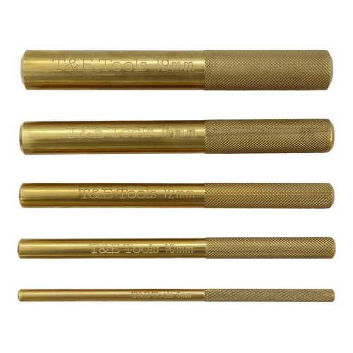 5 Piece Brass Pin Punch Set 145mm Long  T&E Tools J2605