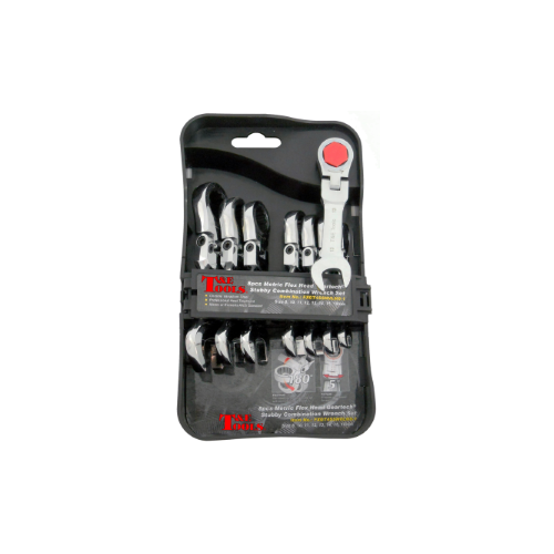 8 Piece Metric Flex-Head Stubby Gear Wrench Set T&E Tools S13108