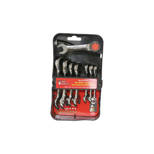 8 Piece Metric Stubby Ratchet Gear Wrench Set T&E Tools S13109