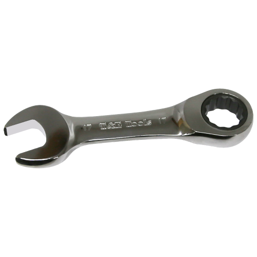 17mm Stubby Gear Ratchet Wrench T&E Tools S51017
