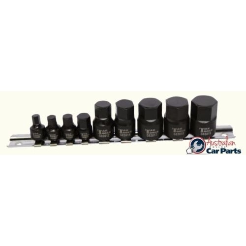 9Pc. 1/4" & 3/8"Dr. SAE In-Hex Stubby Impact Sockets 1/4" - 3/4" T&E Tools S79309
