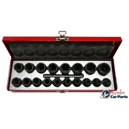 19 Piece 1/2" Drive Twist Sockets T&E Tools T4219