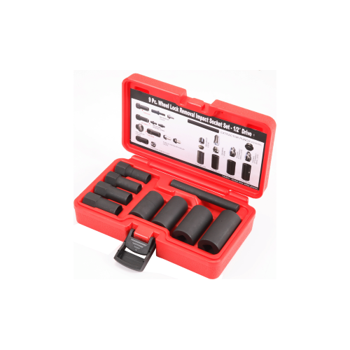 9 Piece Deluxe Wheel Lock Removal Kit T&E Tools T63456