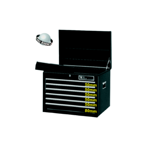 6 Drawer Premier-Traxx Ball-Bearing Deep Top Chest T&E Tools TEST1806BK