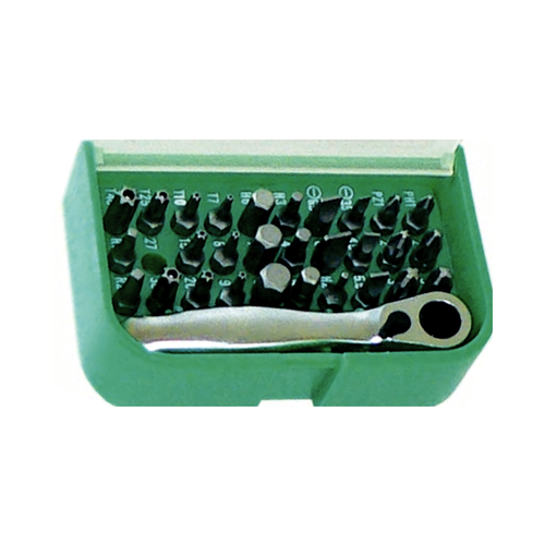 31 Piece 1/4" Hex Power Bit Set With Ratchet T&E Tools TX048