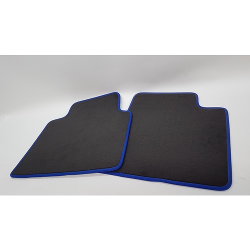 Front Car Floor mats Universal Fits most makes and models Black/ blue edge